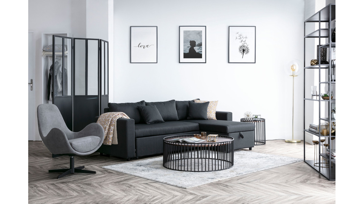Verrire atelier industrielle en mtal noir et verre 3 vantaux RACK
